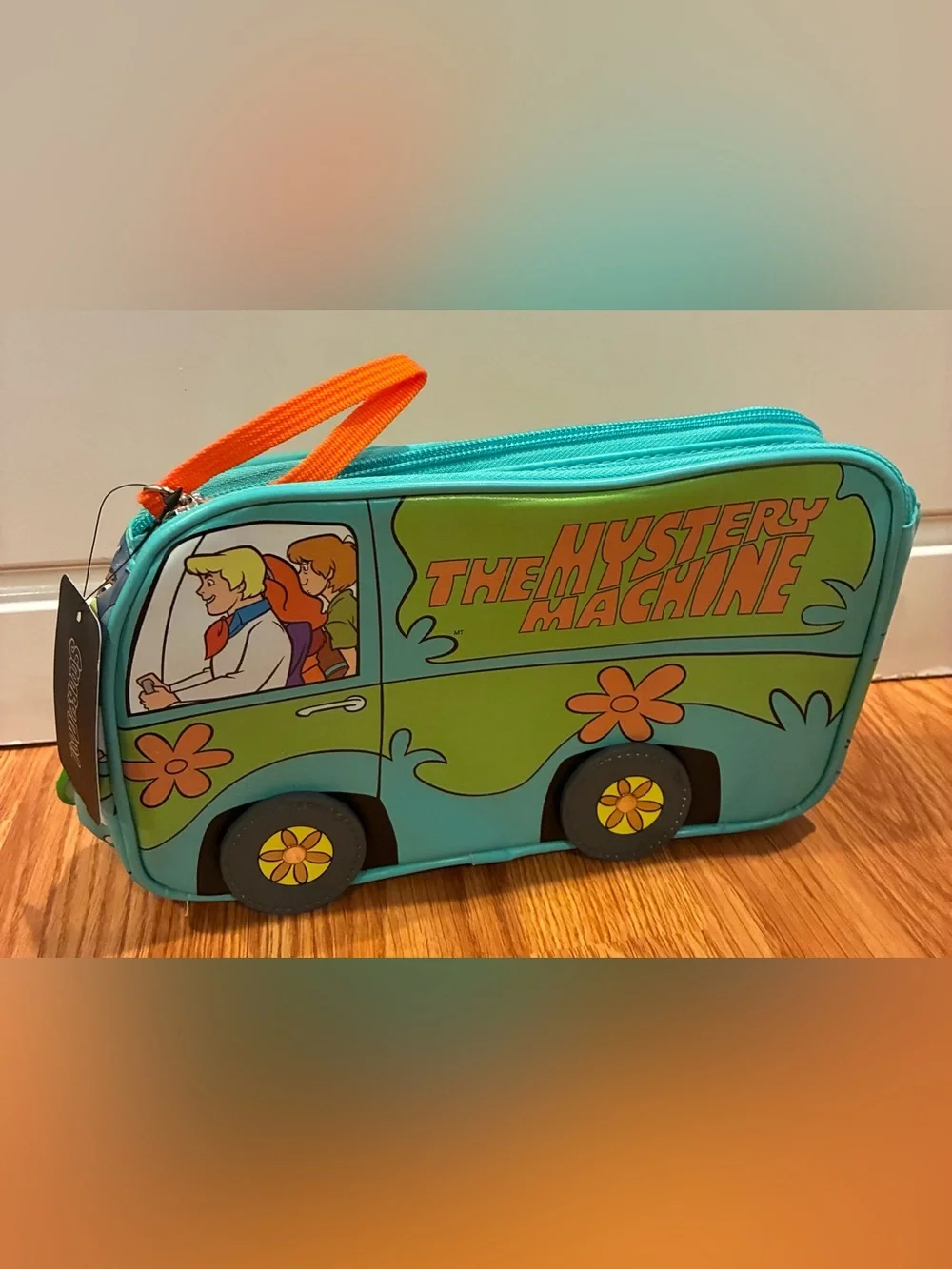 New Scooby-Doo The Mystery Machine Graphic Cosmetic Bag - Teal & Lime